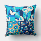 ホワイトハワイ青い花のはっきりしたフローラパッチワーク クッション (裏面)