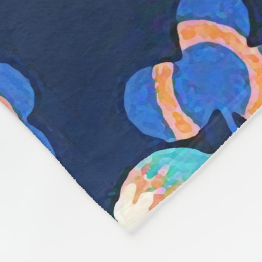 ホワイトハワイ青い花のはっきりしたフローラパッチワーク フリースブランケット (角)