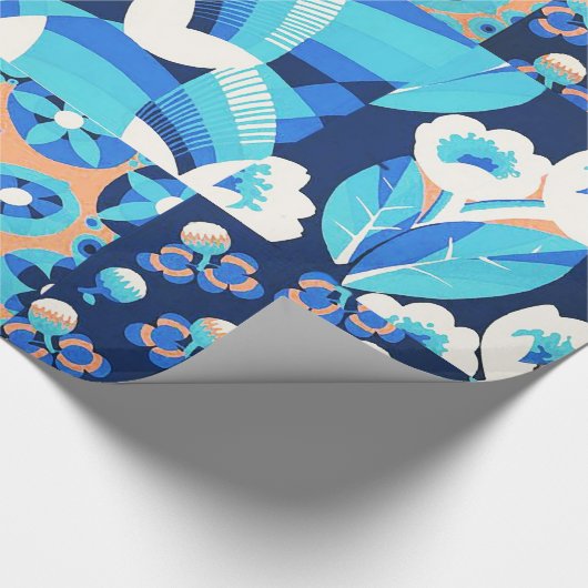 ホワイトハワイ青い花のはっきりしたフローラパッチワーク ラッピングペーパー (角)