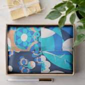 ホワイトハワイ青い花のはっきりしたフローラパッチワーク 薄葉紙 (ギフト)