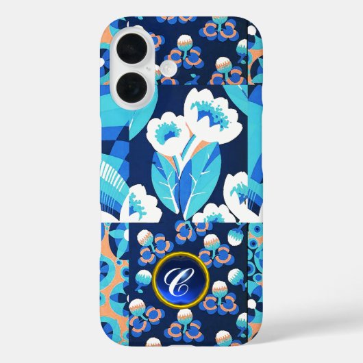ホワイトハワイ青い花はっきりしたフローラ宝石モノグラム Case-Mate iPhoneケース (裏面)