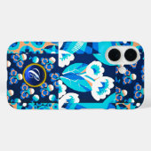 ホワイトハワイ青い花はっきりしたフローラ宝石モノグラム Case-Mate iPhoneケース (裏面 (横))