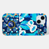 ホワイトハワイ青い花はっきりしたフローラ宝石モノグラム Case-Mate iPhoneケース (裏面 (横))