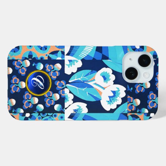 ホワイトハワイ青い花はっきりしたフローラ宝石モノグラム Case-Mate iPhoneケース (裏面 (横))