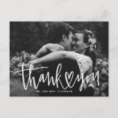 ホワイトハンドレタリングとハート結婚ズ·サンキュー シーズンポストカード (正面)