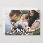 ホワイトハンドレタリングハッピーニューイヤー写真 シーズンカード (正面)