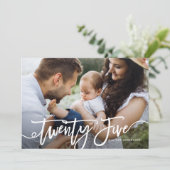 ホワイトハンドレタリングハッピーニューイヤー写真 シーズンカード (スタンド正面)