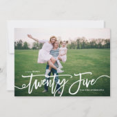 ホワイトハンドレタリングハッピーニューイヤー写真 シーズンカード (正面)