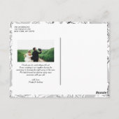 ホワイトハンドレタリング写真結婚の感謝 ポストカード (裏面)