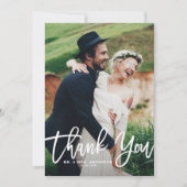 ホワイトハンドレタリング結婚写真 サンキューカード (正面)