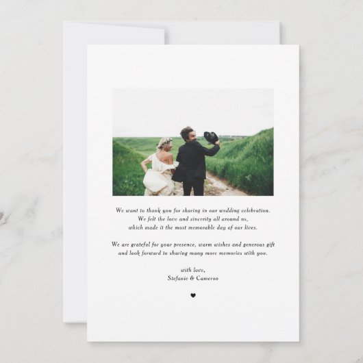 ホワイトハンドレタリング結婚写真 サンキューカード (裏面)