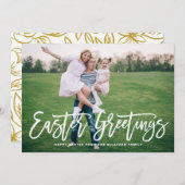 ホワイトハンドレターイースターグリーティングフォトカード シーズンカード (正面/裏面)