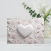 ホワイトハーツ（エンボス加工） 無地 出欠カード (スタンド正面)