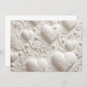 ホワイトハーツ ブランク (エンボス加工風)  招待状 (正面/裏面)