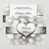 ホワイトハートのエンゲージメントパーティー招待状 招待状 (正面/裏面)