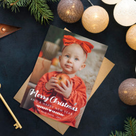 ホワイトハートの緑の写真メリークリスマス シーズンカード