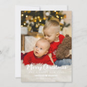 ホワイトハートの緑の写真メリークリスマス シーズンカード (正面)