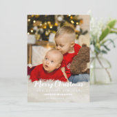 ホワイトハートの緑の写真メリークリスマス シーズンカード (スタンド正面)