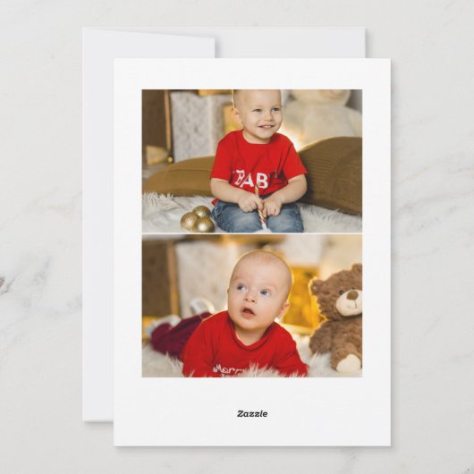 ホワイトハートの緑の写真メリークリスマス シーズンカード (裏面)