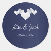 ホワイトハートオンネイビーエレガント ラウンドシール (正面)