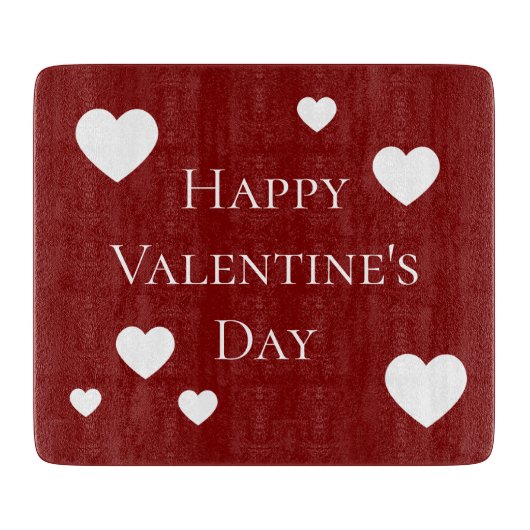 ホワイトハートハッピーバレンタインデー カッティングボード (正面)