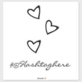 ホワイトハートフローティングネームスクリプトカーデカル シール