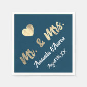 ホワイトハートブルーシャンパイニュ金ゴールド スタンダードカクテルナプキン (正面)