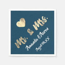 ホワイトハートブルーシャンパイニュ金ゴールド スタンダードカクテルナプキン