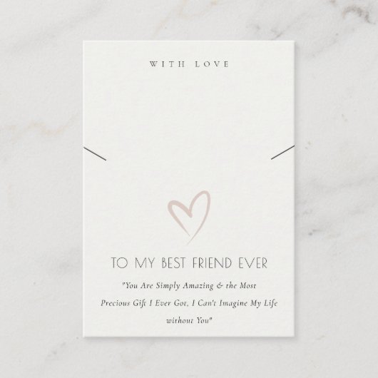 ホワイトハート最高のギフトネックレスディスプレイ プレイスカード (正面)