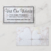 ホワイトハート&牡丹の花結婚のウェブサイト エンクロージャーカード (正面/裏面)