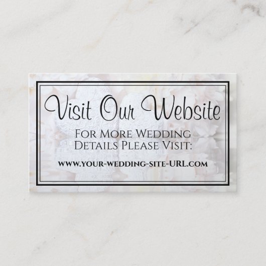 ホワイトハート&牡丹の花結婚のウェブサイト エンクロージャーカード (正面)