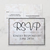 ホワイトハート&牡丹反射ウェディングRSVP ポストカード (正面/裏面)