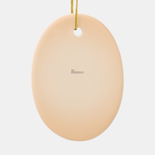 ホワイトバイオリンまたはバイオラと弓オレンジミュージカル セラミックオーナメント (裏面)