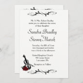 ホワイトバイオリン音楽結婚式招待状5" x 7" 招待状 (正面/裏面)