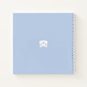 ホワイトバイオリン&ボウミュージックライトブルーカスタムスクエア ノートブック (裏面)
