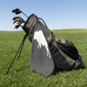 ホワイトバイソンシルエット野生動物 ゴルフタオル (グリーン)