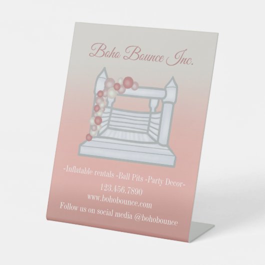 ホワイトバウンスハウスインフレータブルパーティーレンタル 台座サイン (正面)