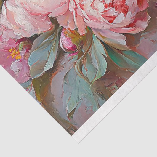 ホワイトバエレガントニーとピンクの牡丹の切り離し 薄葉紙 (詳細)