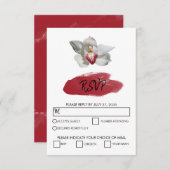 ホワイトバエレガントルガンディ蘭ウェディングRSVPカード 出欠カード (正面/裏面)