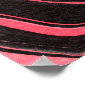 ホワイトバカラフルー上の赤い大理石インク紙質感 ポスター (角)