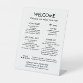 ホワイトバケーションモダンレンタルハウスルールウェルカム 台座サイン (正面)