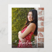 ホワイトバジェットフォト卒業グレースクリプト招待状 (正面/裏面)