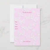 ホワイトバタフライかわいらしピンク第1誕生日パーティー 招待状 (裏面)