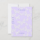 ホワイトバタフライかわいらしブルーグレー1番目の誕生日パーツ 招待状 (裏面)