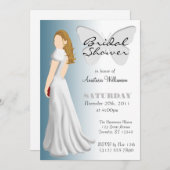 ホワイトバタフライエレガントブライダルシャワー招待状 招待状 (正面/裏面)