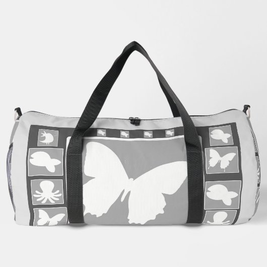 ホワイトバタフライオールパーパストラベルジム週末 ダッフルバッグ (裏面)