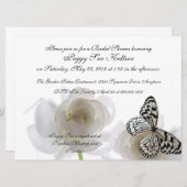 ホワイトバタフライカスタムブライダルシャワー招待状 招待状 (正面/裏面)