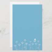 ホワイトバタフライカモミール花スケッチ 便箋 (正面/裏面)