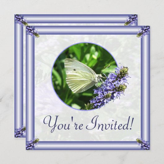 ホワイトバタフライガーデンイースターパーティの招待状 招待状 (正面/裏面)