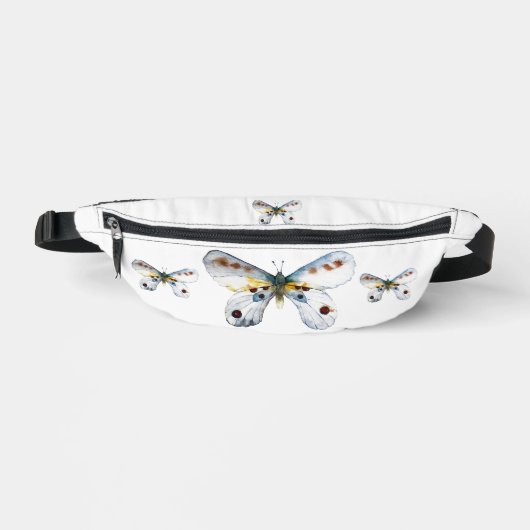 ホワイトバタフライバイサイドプリントファニーパック ファニーパック (正面)